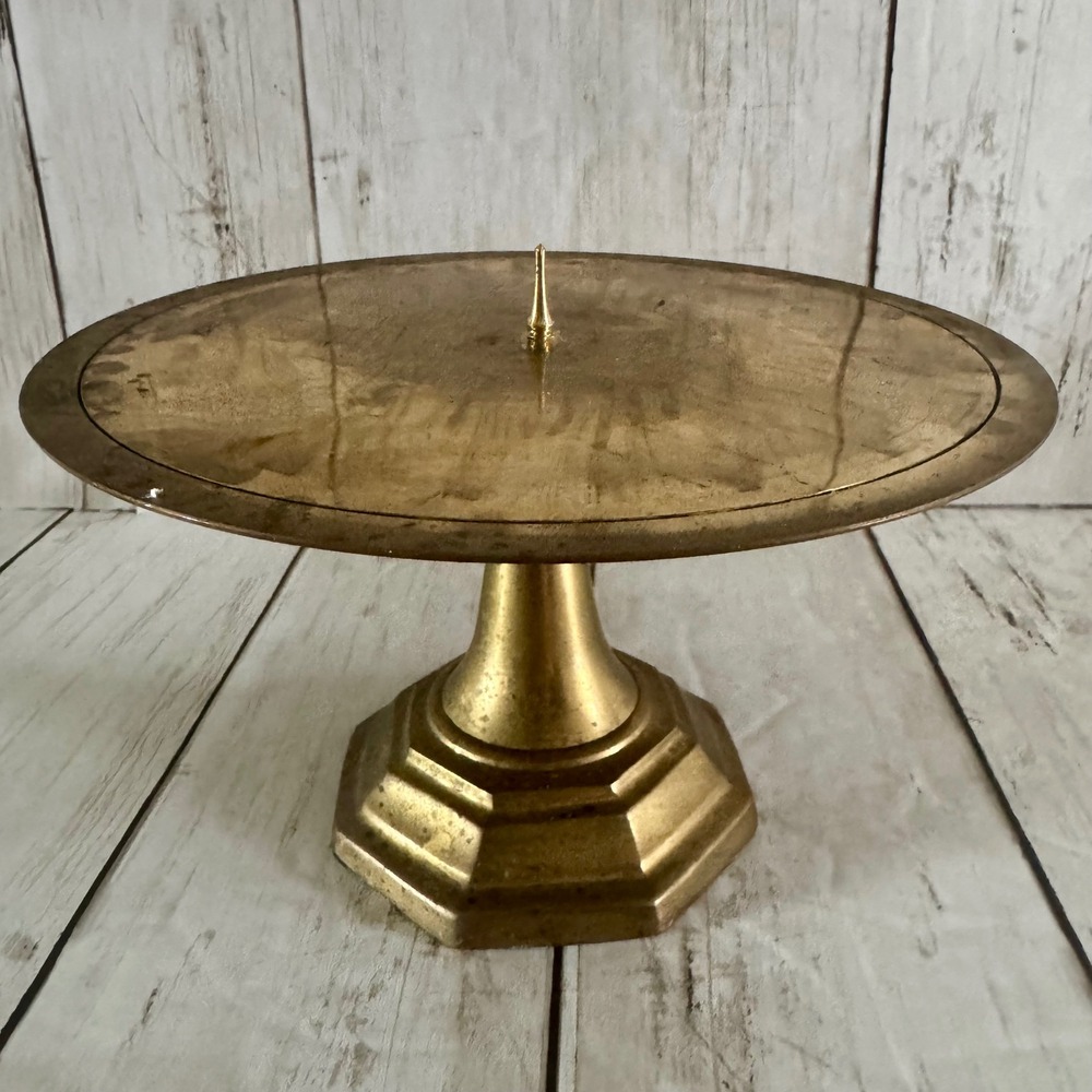 Interior Accents Traditions in Light Brass Pillar Candle Holder Pedestal 1998